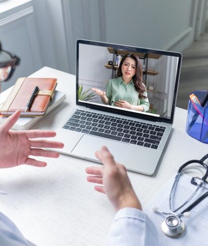 Asian doctors are telemedicine for patients via videocall, telehealth concept